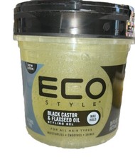 4 New-Eco Styler Black Castor  Flaxseed Oil Styling Hair Gel Max Hold 16 oz