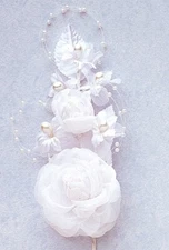 6" White Silk Corsage Flowers with Pearl Spray price for 3 corsages