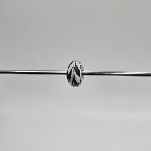 Genuine Pandora Black & White Swirly Swirl Murano Charm ALE 925 #790676 - Picture 2 of 4