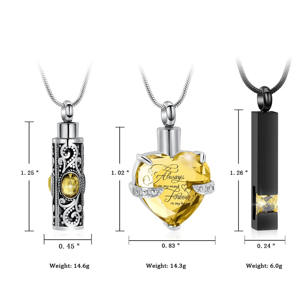 3 Stück Einäscherungsschmuck Herz Anhänger Frauen Memorial Asche Urne Halskette - Bild 2 von 4