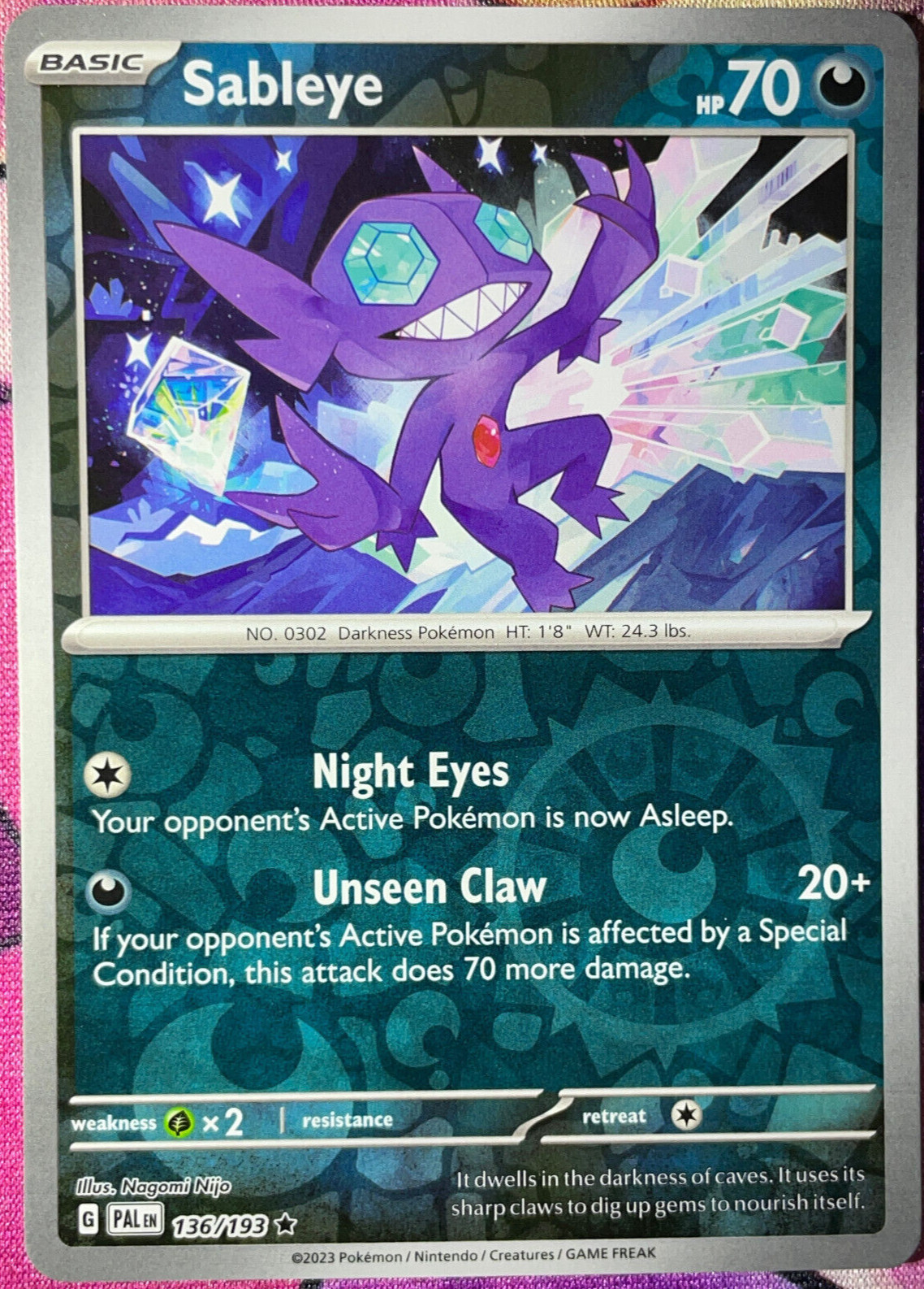 Sableye Reverse Holo Rare - 136/193 - Paldea Evolved Pokemon 2023