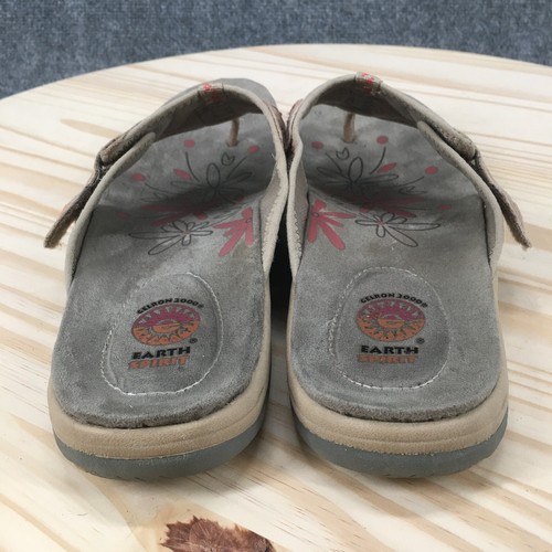 Earth Spirit Sandals Womens 11 Gelron 2000 Slip On Thong Flats Brown Leather - Picture 9 of 17