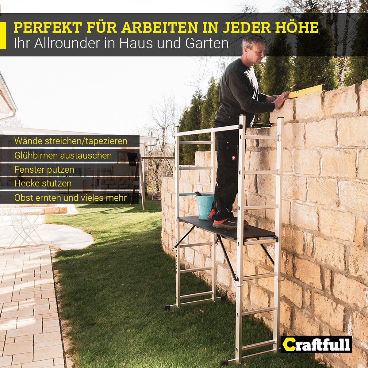 Arbeitsplattform Arbeitsbühne Klappbar Arbeitspodest Gerüstleiter Alu Plattform
