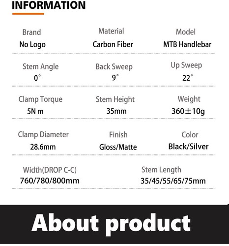DH Carbon Integrated Cockpit MTB Bicycle Handlebar 28.6mm 740-800mm Width - Picture 8 of 13