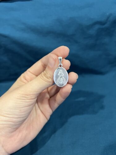 925 Sterling Silver Mens Womens Senor de La Divina Misericordia Medal Pendant - Picture 1 of 6
