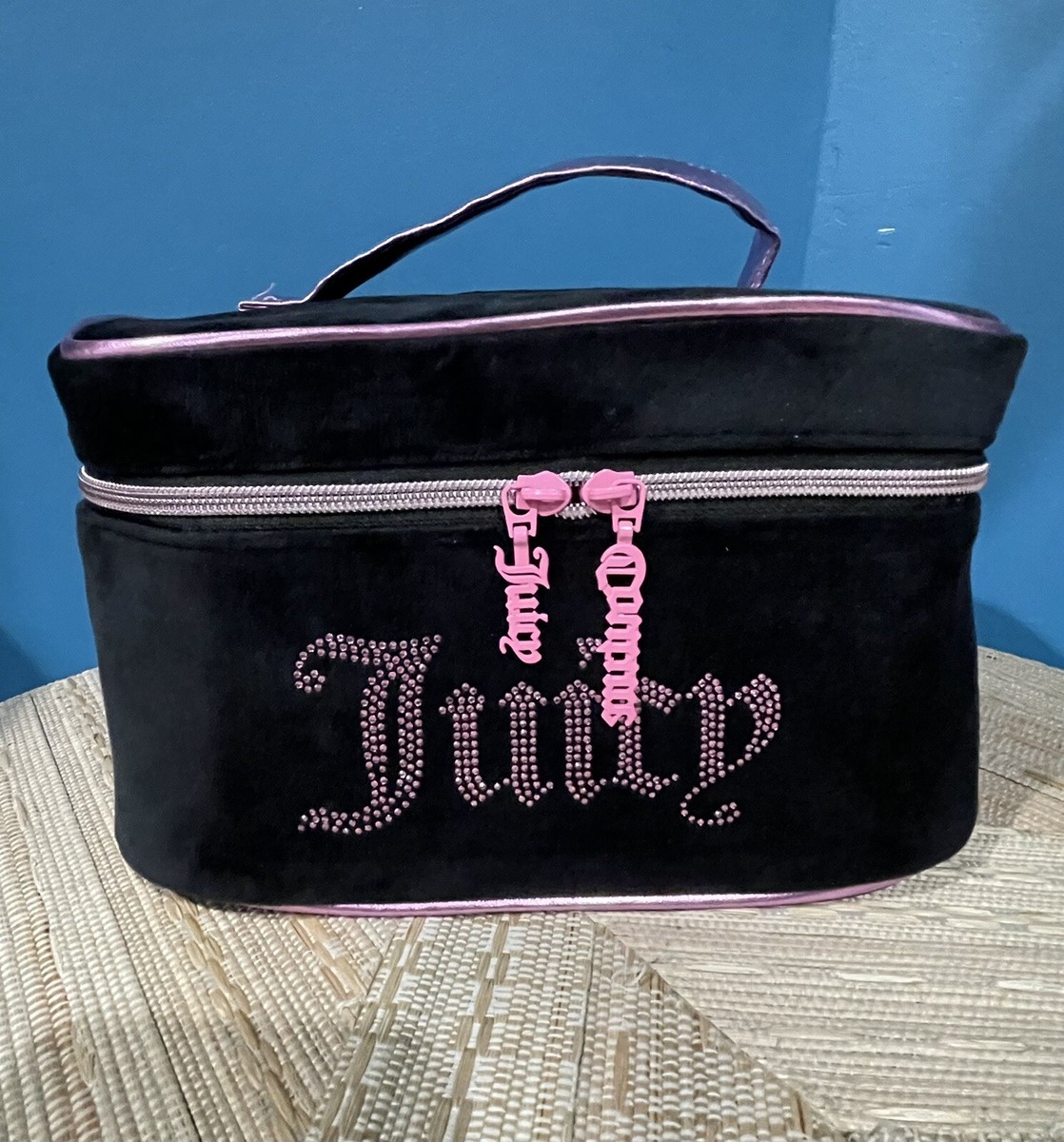 Juicy Couture Black Valour Rhinestone Makeup Bag Train Case Pink Handle NWT  💕💎 | eBay