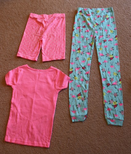 Lot of 3 – Carter’s Girl’s Mint & Pink T-Shirt & Shorts & Pants 100% Cotton Sz 7 - Picture 2 of 5