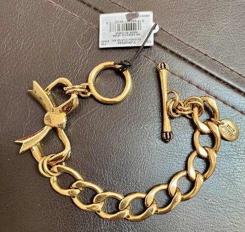 Juicy Couture Vintage - FOR CHARMS 7.5” Gold-TONE Pavé Bow Bracelet - Picture 2 of 7