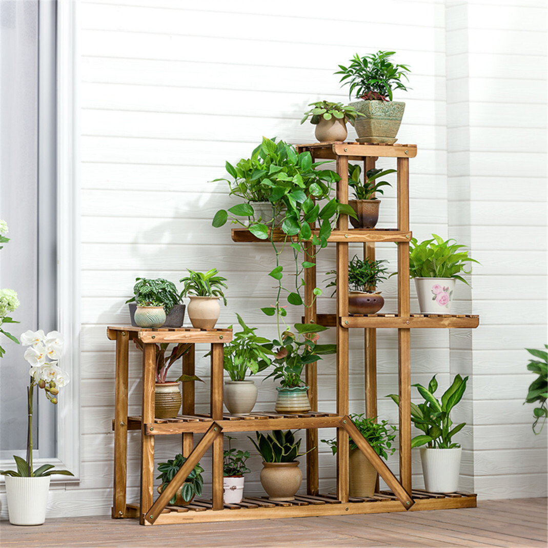 Large Capacity Wood Plant Stand Indoor Outdoor Corner Living Room