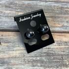 Simple vintage pierced gray black faux pearl post earrings