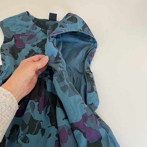 Gap Girls 4-5 Dress Blue Camo 100% Cotton Poplin Lined Short Sleeve EUC Summer - Picture 5 of 11