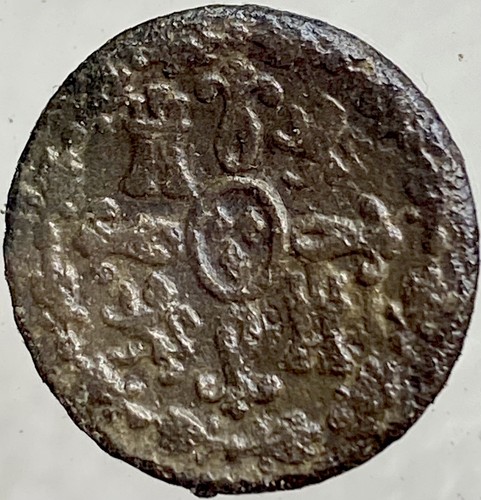 1829 Spanish 2 Maravedis Old Rare Coin King Ferdinand VII Castles Lions