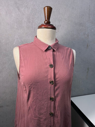 Tahari Dress Womens 8 Red Sleeveless Shirt Dress Button Front Maxi - Picture 3 of 9