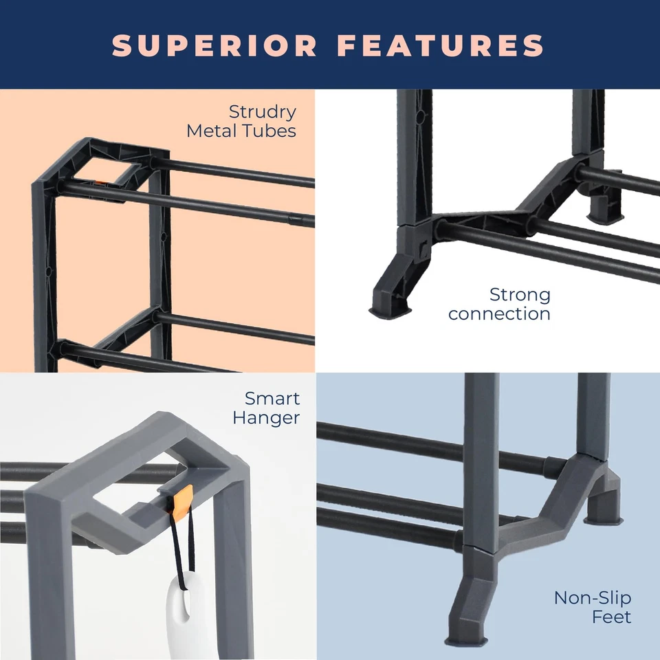 Organizador de zapatos expandible de 3 niveles, estante para ahorrar espacio con diseño inteligente, pequeño... Foto 4 de 4