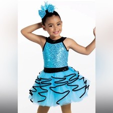 Weissman Dance Costume  Wiggle Giggle  Cascade Tutu Dress NEW Blue Child Small