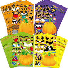 36 Sheets Halloween Pumpkin Craft Stickers Kids DIY Make a Pumpkin Face Sticker