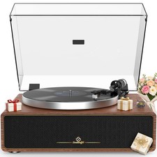 Turntable Record Player with Built-in Speakers, Vinyl Record Player Support B...