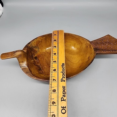Vintage MCM Duck Fowl Dish Olive Wood Hand Made Yugoslavian Folk Art 1950's - Picture 9 of 9