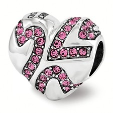 Crystals from Swarovski Hearts On Heart Bead Sterling Silver Reflection Beads