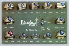 Vintage 1950s Linde Star Rings Tru-So Jewelry Advertising Postcard David Sarkin