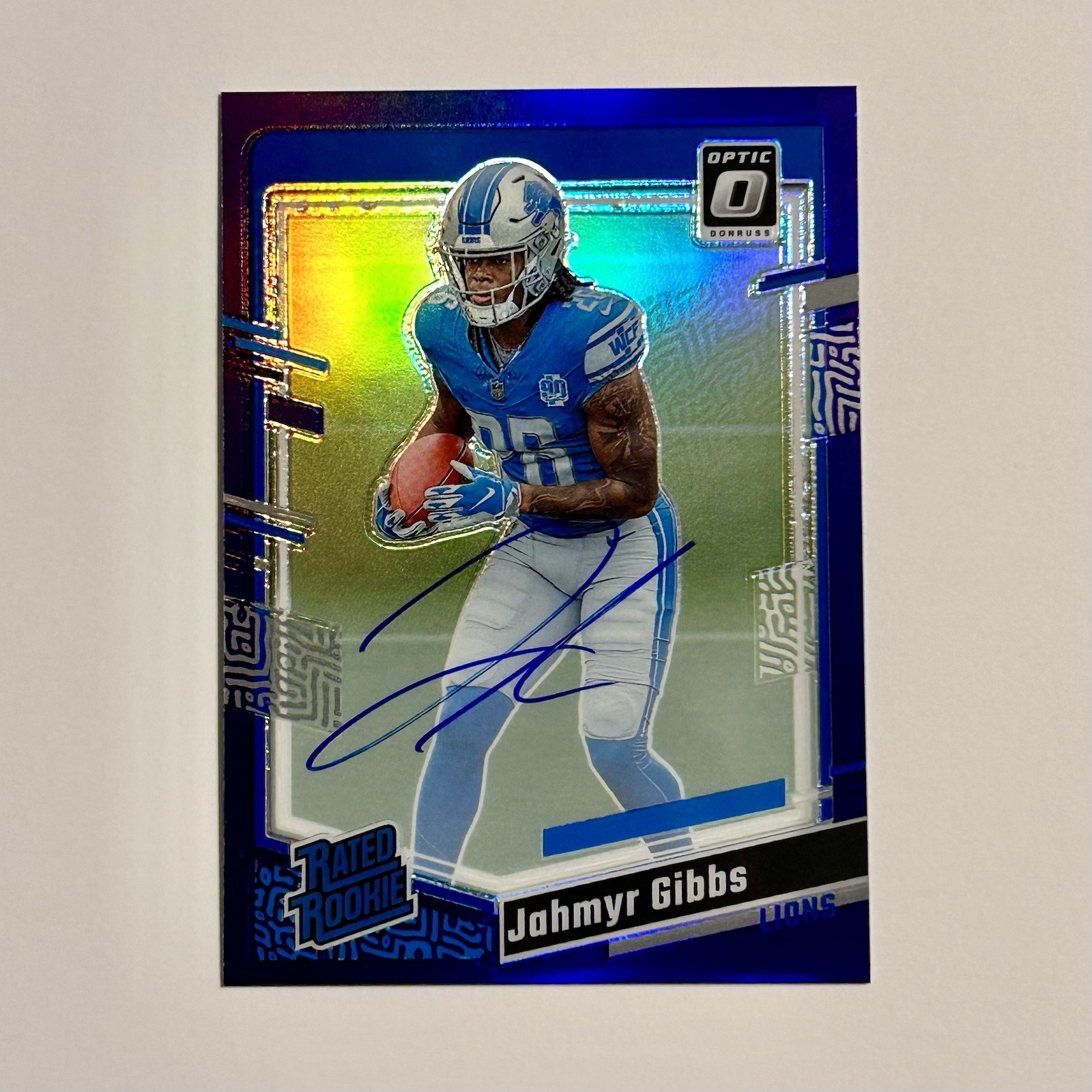 2023 Panini Donruss Optic Jahmyr Gibbs RC #236 Purple On Card Auto 03/35 SSP