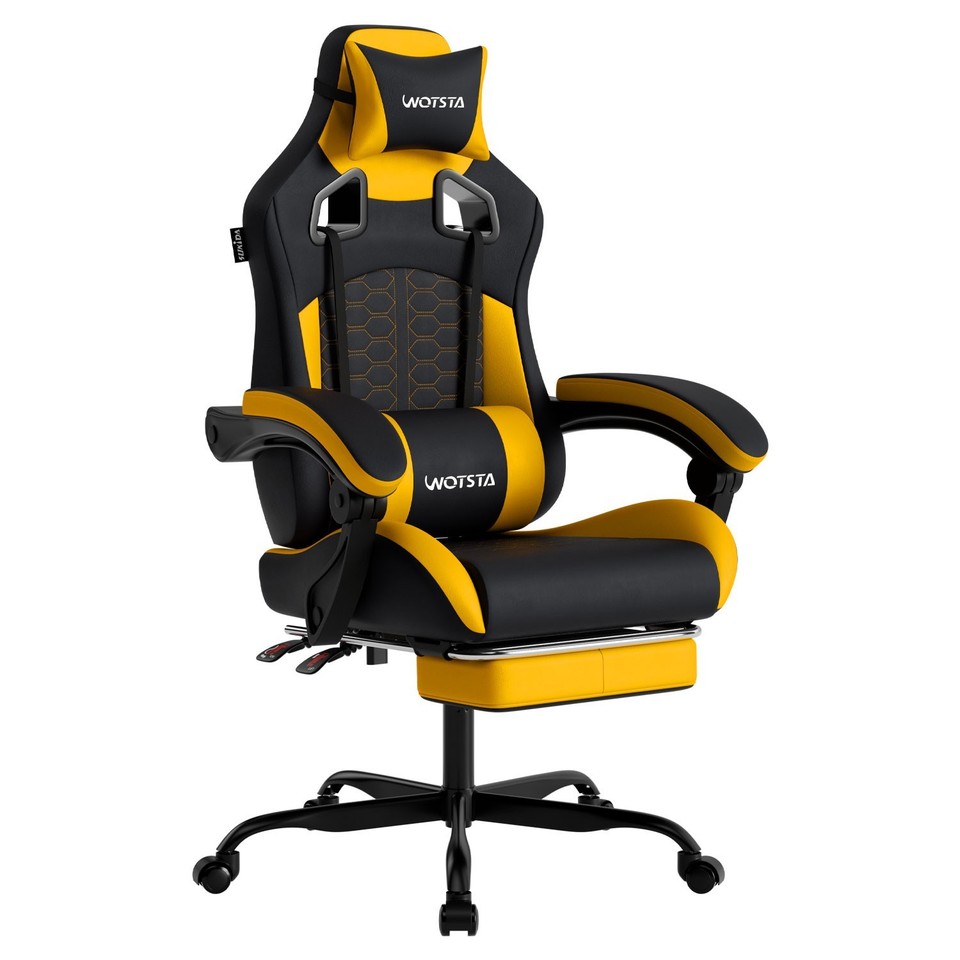 WOTSTA Ergonomic Faux Leather Gaming Chair with Footrest