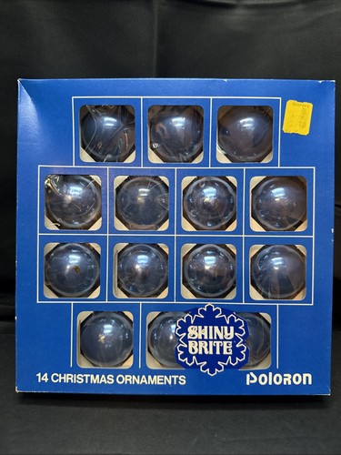 Vintage Shiny Brite, blauer Weihnachtsschmuck im Originalkarton 14 Kugeln gebraucht 2" - Bild 1 von 4
