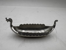 Vintage Handstopt TPB Tinn Pewter Norge Viking Ship 3” Salt Cellar