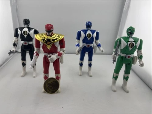 Vintage Mighty Morphing Power Ranger Flip Heads 1993 Lot Of 4 With Weapons Works