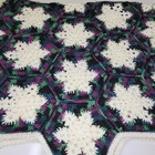 Handmade Snowflake Granny Square Hexagon Crochet Blanket 60"x 54" Multicolor