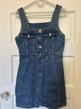 AE Women’s Denim Button Front Mini Dress Sz 8 American Eagle Medium Wash