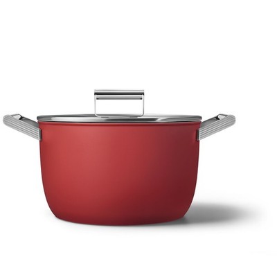 Smeg 8-Quart 10'' Non-Stick Casserole Dish with Lid - Red