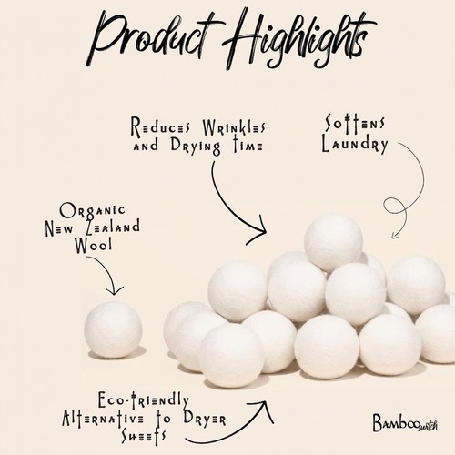 Organic Wool Dryer Balls Set of 6 | with Cotton Bag | Natural | Eco-friendly - Picture 3 of 4
