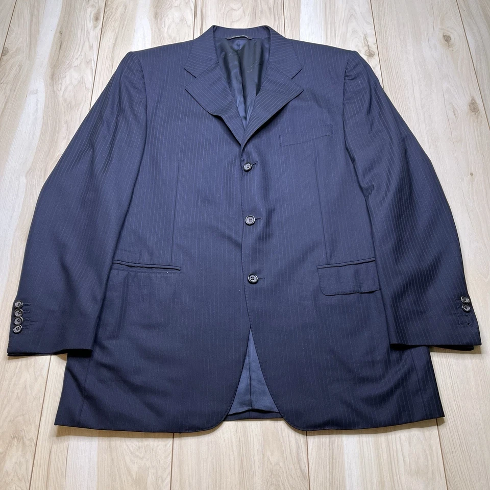 Blazer Canali Colección Exclusiva Rayas Super 200’S Lana Azul Hombre Talla 42R Foto 2 de 4