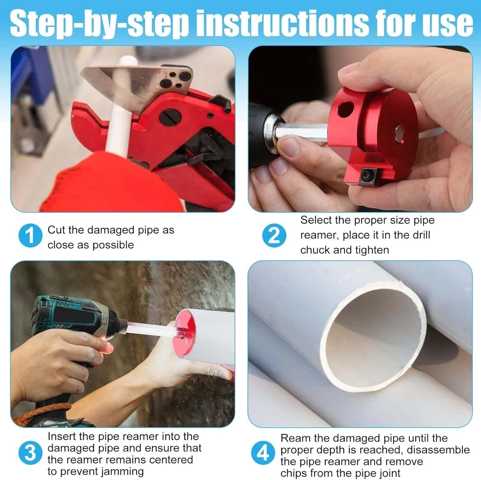 NEW 6 Piece PPRK6 Plastic Pipe Fitting Reamer Kit Fit into standard 1/2" drills - Image 4 of 4