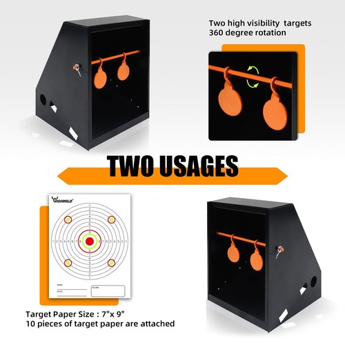 BB Trap Target (Airgun Only) with 10pcs 7" X 9" Paper Targets and 2 Spinner T... - Bild 5 von 7