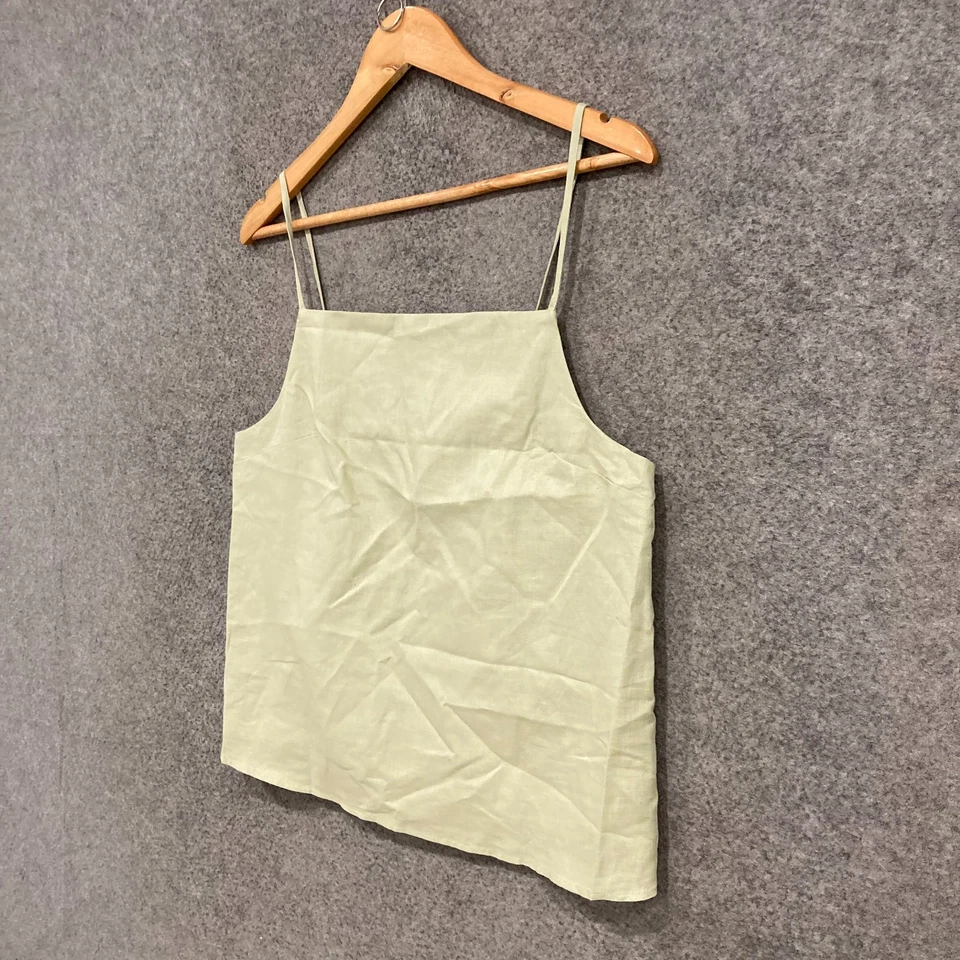 Status Anxiety Womens Camisole Top Size Large Khaki Green Linen Cotton 47017 - Image 2 of 4