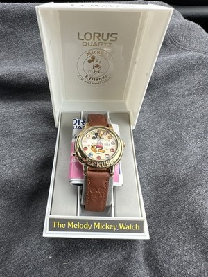 Vintage Lorus Disney Mickey Mouse Gold Musical Melody Watch Small World RTR006