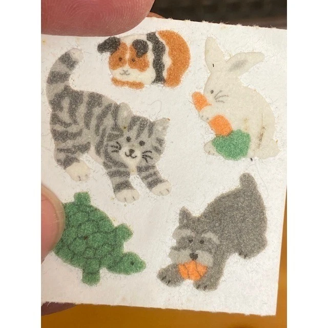 Vintage 80s Sticker Lot Mrs. Grossmans Hallmark Flocked Prism Rainbow Animals
