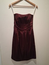 Davids Bridal Eggplant/Dark Purple Satin Pleated Strapless Dress Womens Size 8