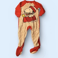 Peanuts Snoopy Toddler 2T Footie Pajamas Full Zip Pjs Grip Foot One Piece Sleep