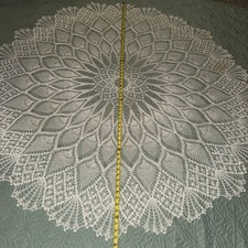 2 Vintage 63  and 29  Handmade Crocheted Round Tablecloth Doily Cottage Core Lot