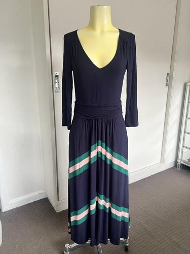 Boden Dress 8 Navy Juliette Jersey Long Sleev Midi Fit & Flare - Picture 3 of 14