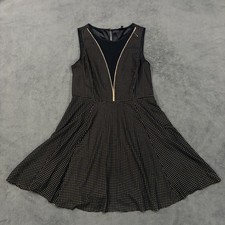 Express Black Gold Polka Dot Sleeveless Party Cocktail Mini Dress Womens Size 10