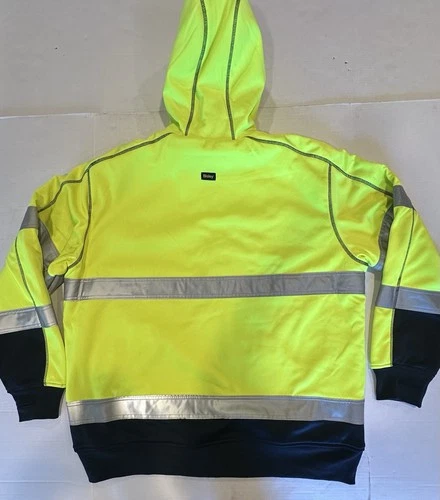 Bisley Workwear Jacket Hooded Zipper ANSI 107 R Class 3 Yellow Navy Reflect 2XL image 17
