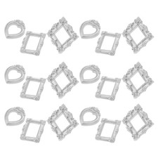 30pcs Vintage Miniature Resin Photo Frames, Baroque Oval Rectangle Heart