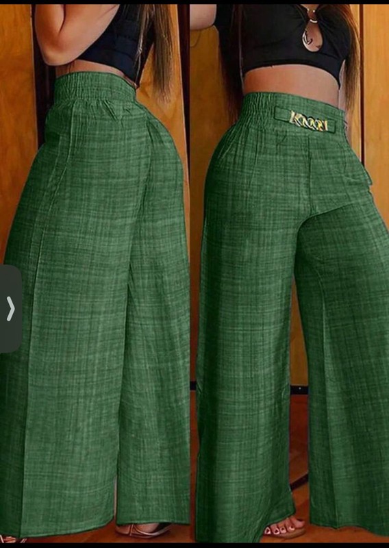 High-Waist Wide Leg Palazzo Pants – Emerald Green Flowy Lounge Trousers