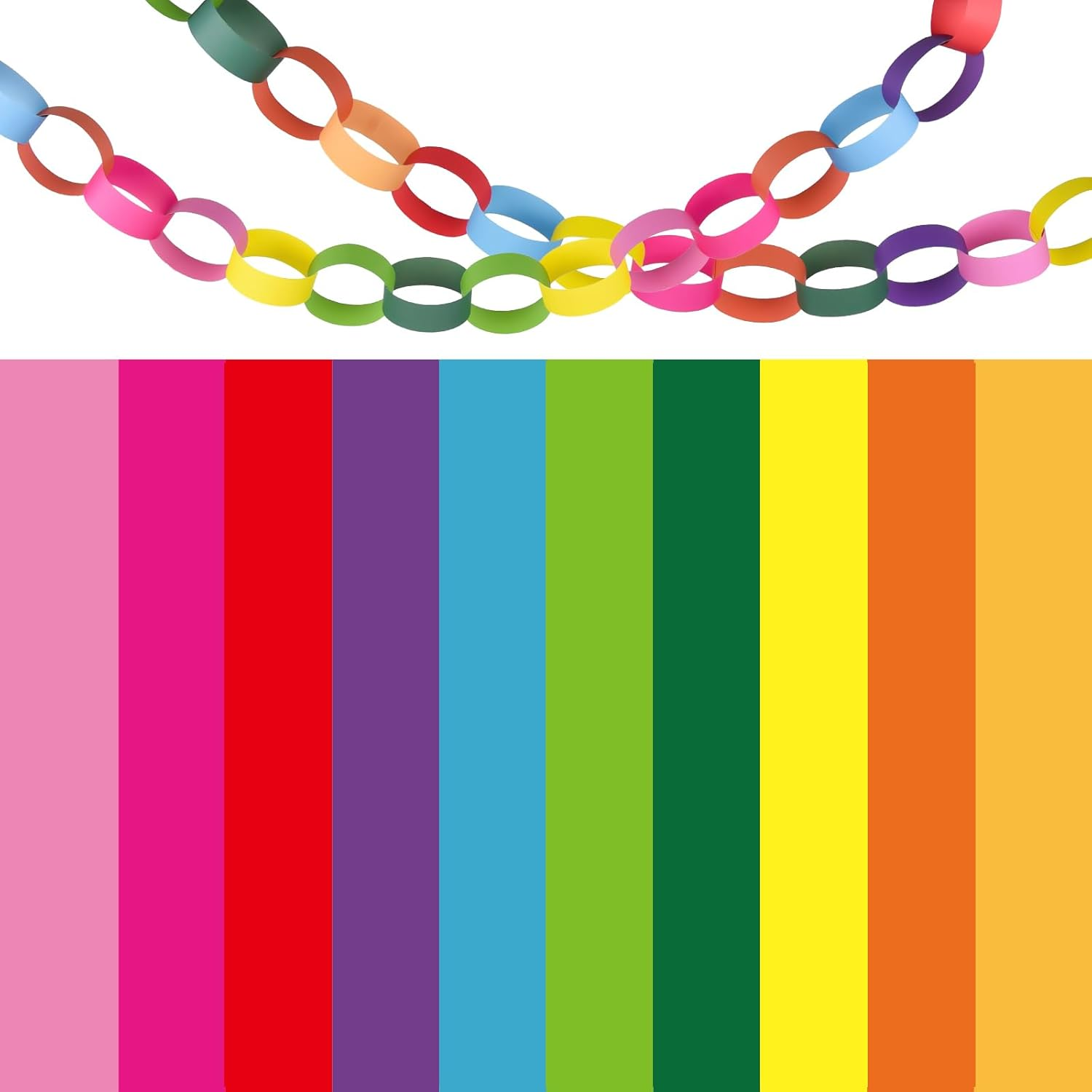 600Pcs Paper Chains Bright Color Paper Strips for Classroom Home Party Decoratio
