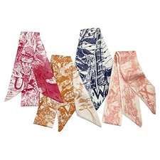 4pcs Purse Scarf For Handbags Silk Head Scarf For Hair Fashion Brown-u V W X