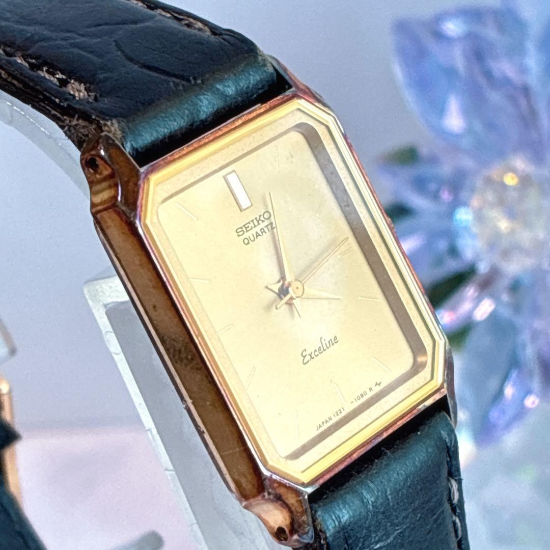 Seiko Excelline Square Womens Quartz Watch Rare Wrist 17cm image 3